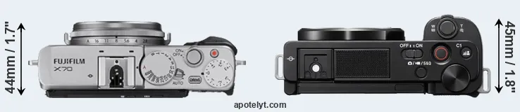 Compare X70 versus ZV-E10 top
