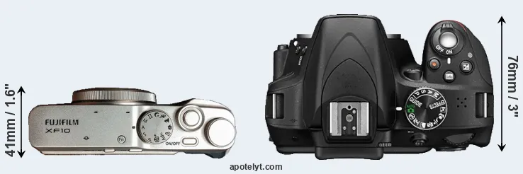 Compare XF10 versus D3300 top