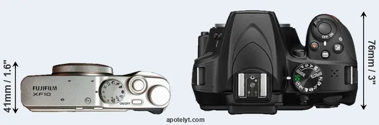 Compare XF10 versus D3400 top