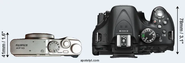 Compare XF10 versus D5200 top