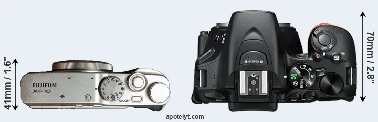Compare XF10 versus D5600 top