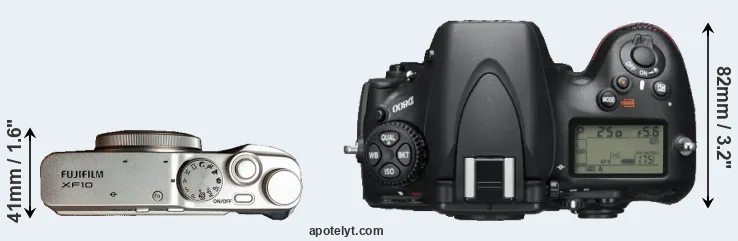 Compare XF10 versus D800 top