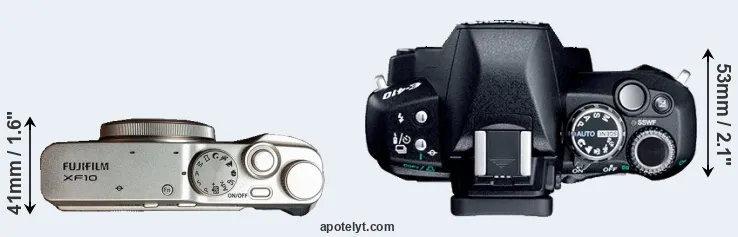 Compare XF10 versus E-410 top