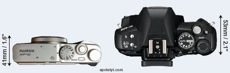Compare XF10 versus E-420 top