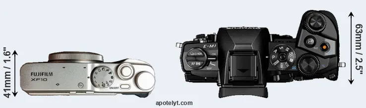 Compare XF10 versus E-M1 top