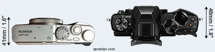 Compare XF10 versus E-M10 top