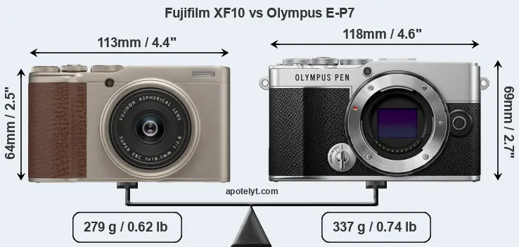 Size Fujifilm XF10 vs Olympus E-P7
