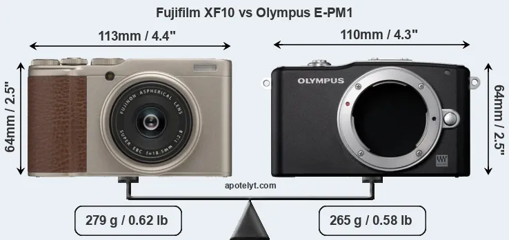 Size Fujifilm XF10 vs Olympus E-PM1