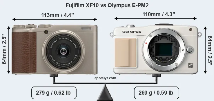 Size Fujifilm XF10 vs Olympus E-PM2