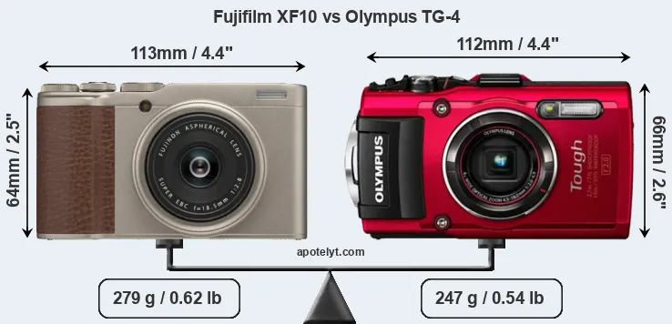 Size Fujifilm XF10 vs Olympus TG-4