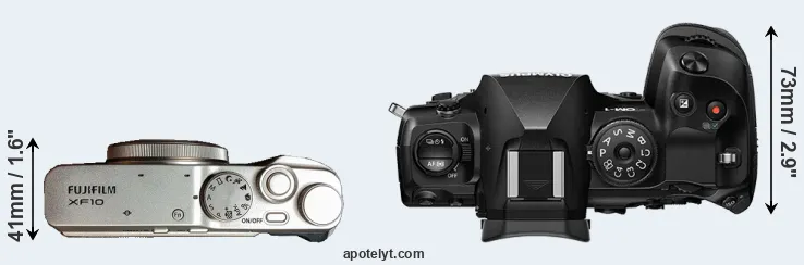 Compare XF10 versus OM-1 top
