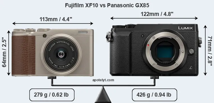 Size Fujifilm XF10 vs Panasonic GX85
