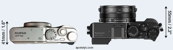 Compare XF10 versus LX100 top