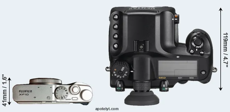 Compare XF10 versus 645D top