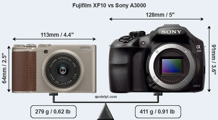 Size Fujifilm XF10 vs Sony A3000