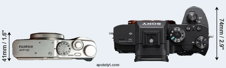 Compare XF10 versus A7R III top