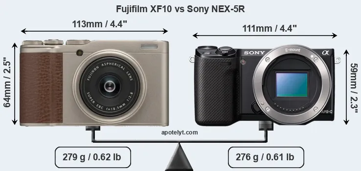 Size Fujifilm XF10 vs Sony NEX-5R