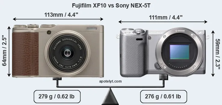 Size Fujifilm XF10 vs Sony NEX-5T