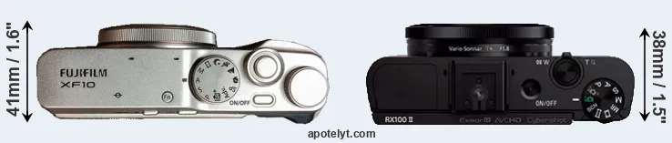 Compare XF10 versus RX100 II top