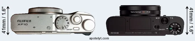 Compare XF10 versus RX100 III top