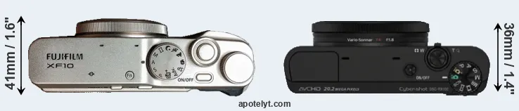 Compare XF10 versus RX100 top
