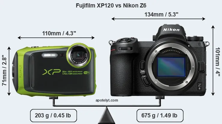 Size Fujifilm XP120 vs Nikon Z6