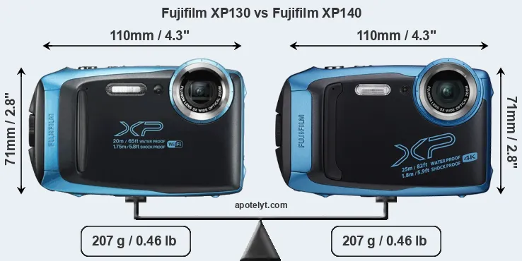 Size Fujifilm XP130 vs Fujifilm XP140