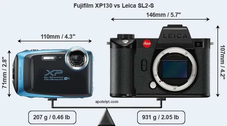 Size Fujifilm XP130 vs Leica SL2-S