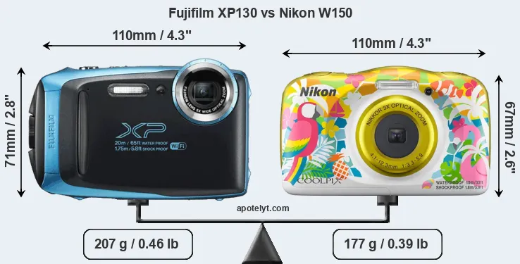 Size Fujifilm XP130 vs Nikon W150
