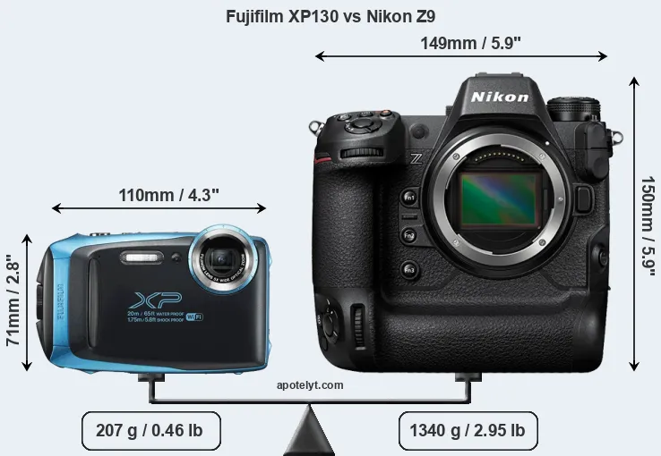 Size Fujifilm XP130 vs Nikon Z9