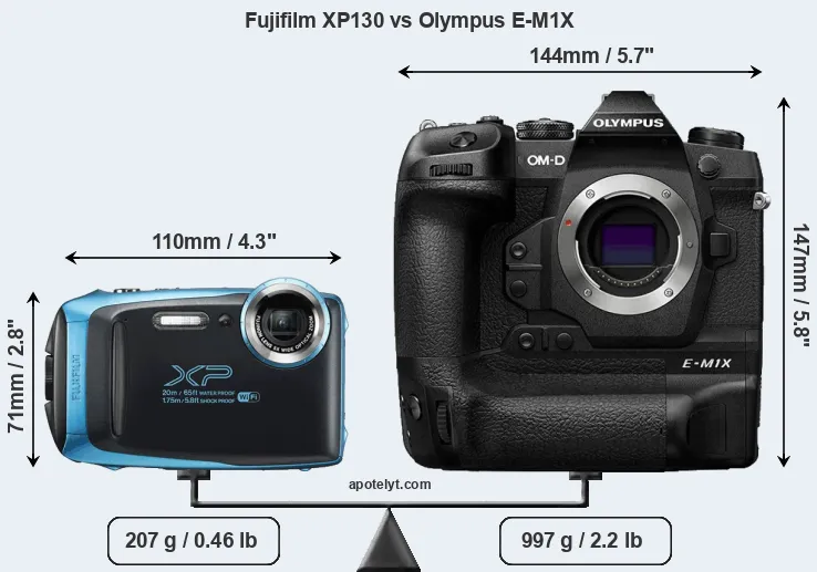 Size Fujifilm XP130 vs Olympus E-M1X