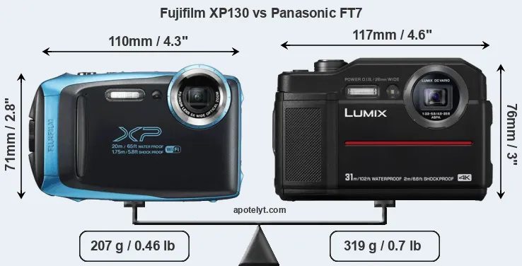 Size Fujifilm XP130 vs Panasonic FT7