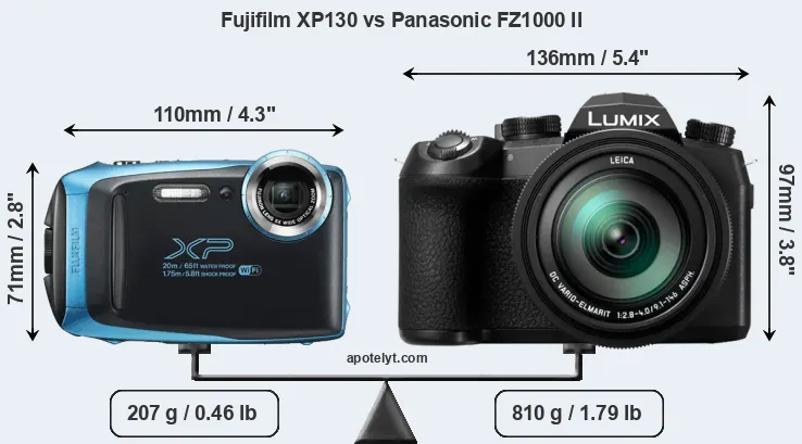 Size Fujifilm XP130 vs Panasonic FZ1000 II