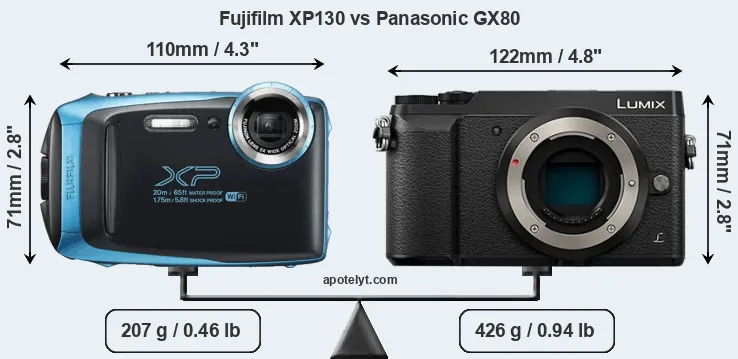 Size Fujifilm XP130 vs Panasonic GX80