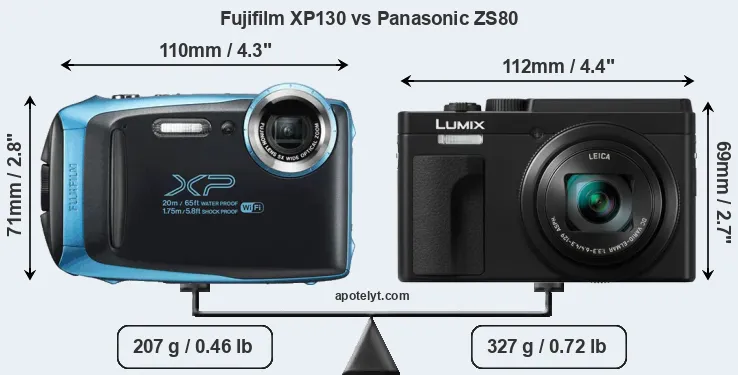 Size Fujifilm XP130 vs Panasonic ZS80