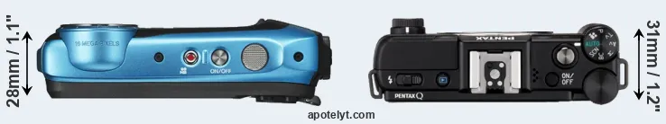 Compare XP130 versus Pentax Q top