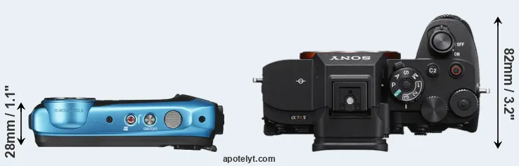 Compare XP130 versus A7R V top