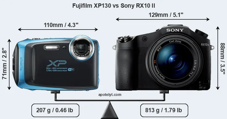 Size Fujifilm XP130 vs Sony RX10 II