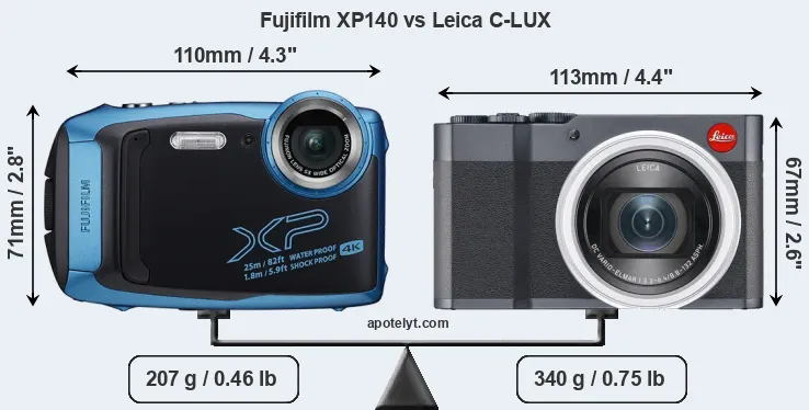 Size Fujifilm XP140 vs Leica C-LUX