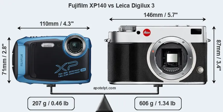 Size Fujifilm XP140 vs Leica Digilux 3