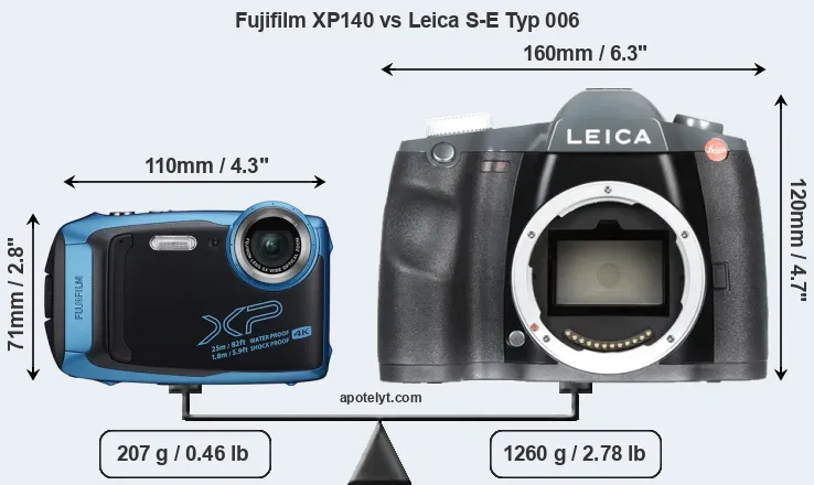 Size Fujifilm XP140 vs Leica S-E Typ 006