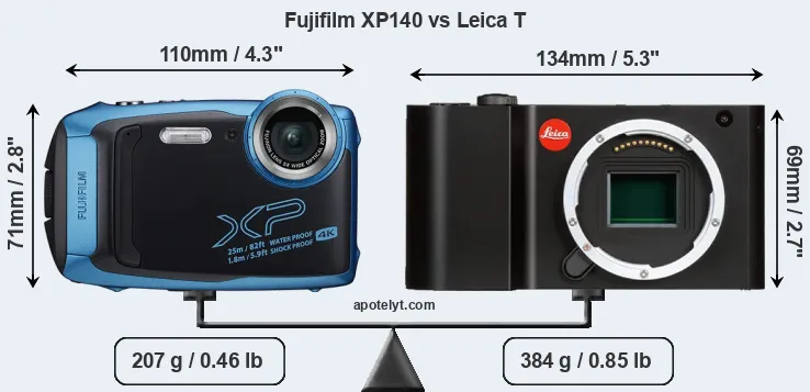 Size Fujifilm XP140 vs Leica T
