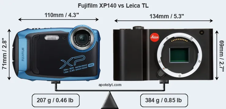 Size Fujifilm XP140 vs Leica TL
