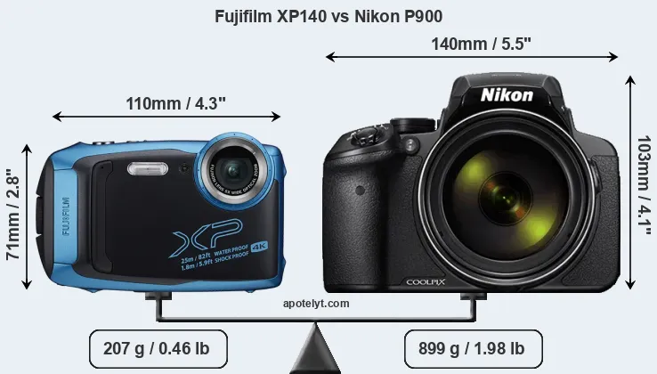 Size Fujifilm XP140 vs Nikon P900