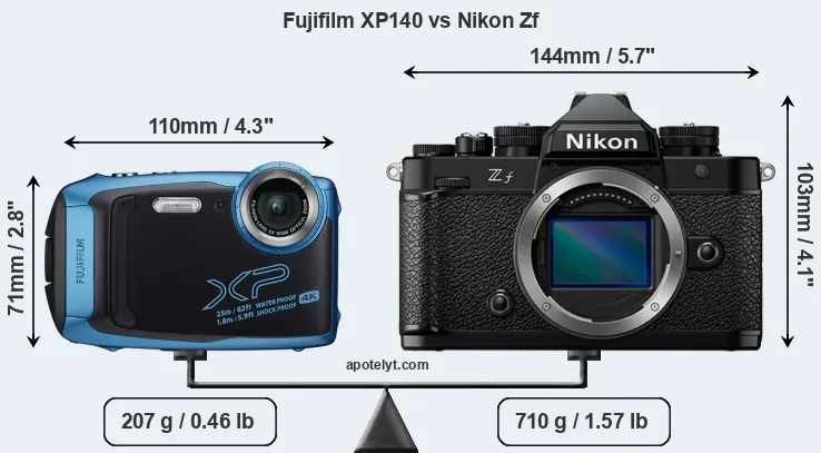 Size Fujifilm XP140 vs Nikon Zf