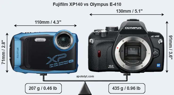 Size Fujifilm XP140 vs Olympus E-410