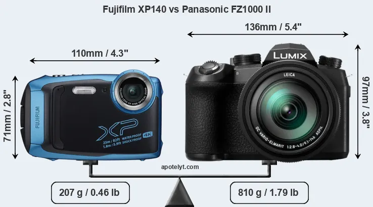 Size Fujifilm XP140 vs Panasonic FZ1000 II