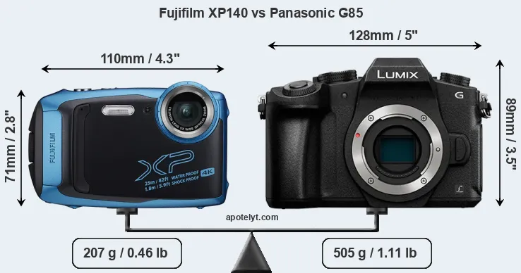Size Fujifilm XP140 vs Panasonic G85