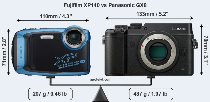 Size Fujifilm XP140 vs Panasonic GX8