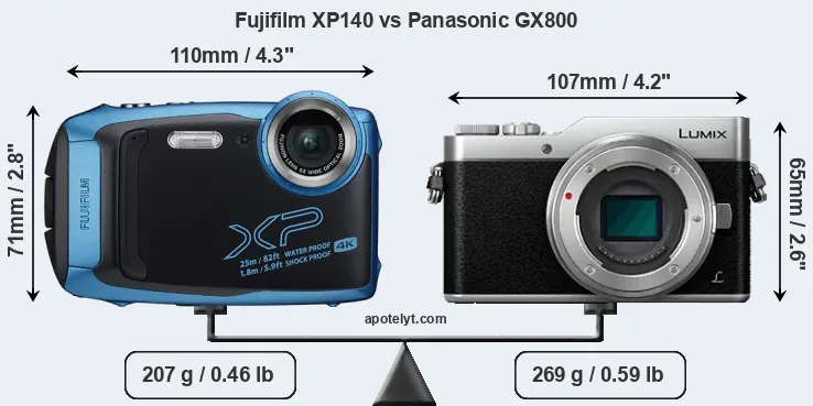 Size Fujifilm XP140 vs Panasonic GX800